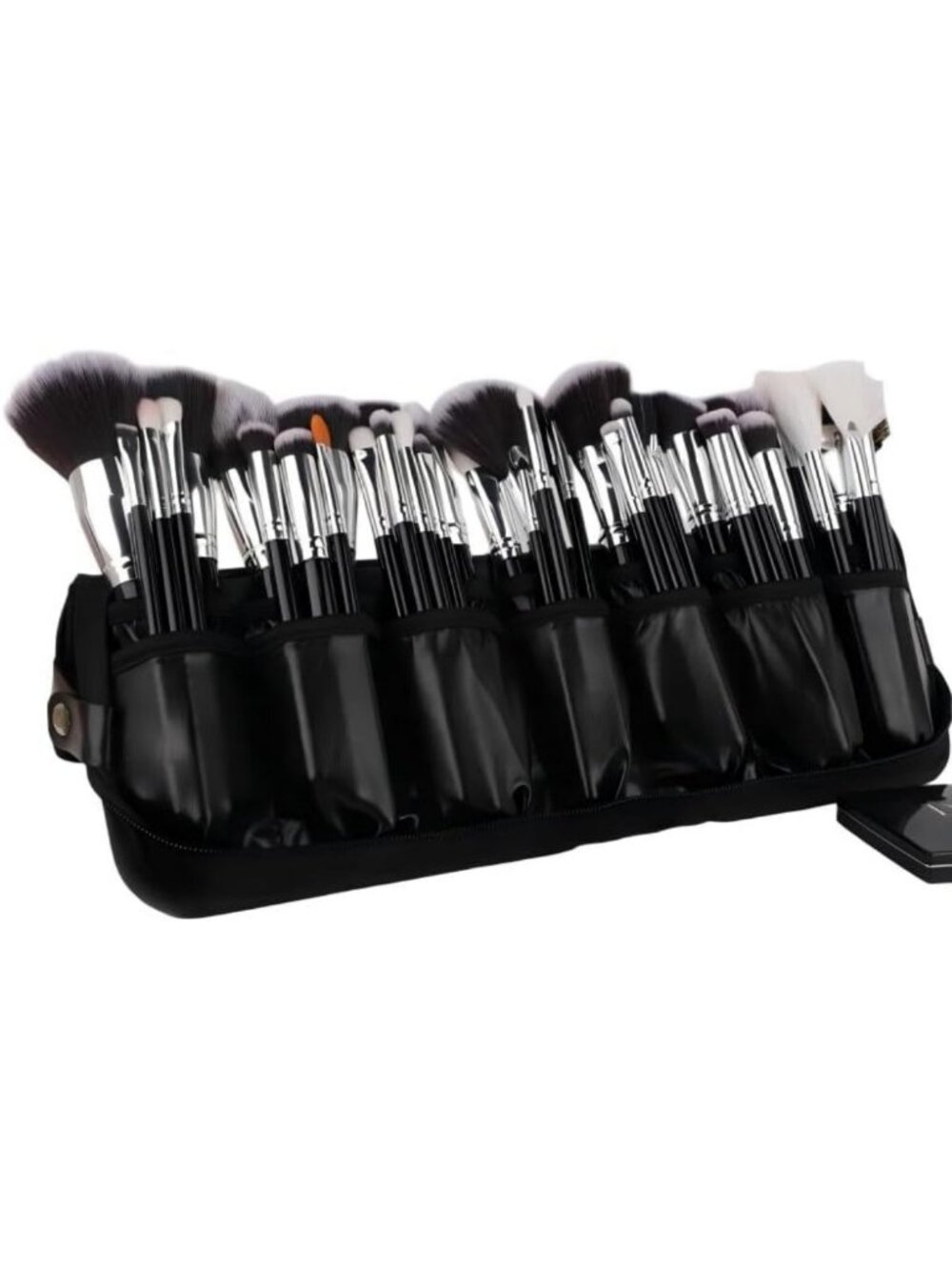 Stylish PU Leather Makeup Brush Organizer Bag - Travel Case for Beauty